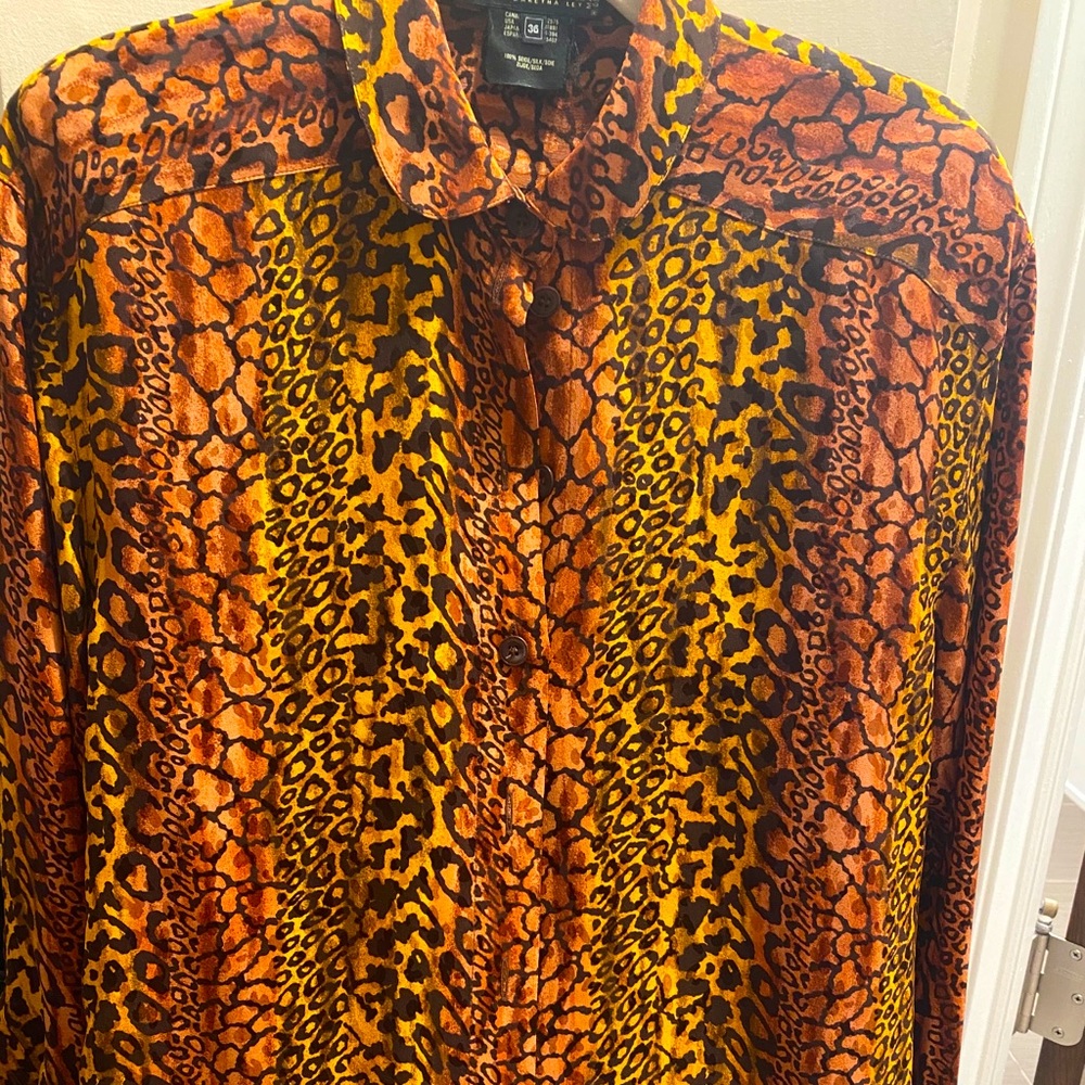 Escada silk blouse, leopard print